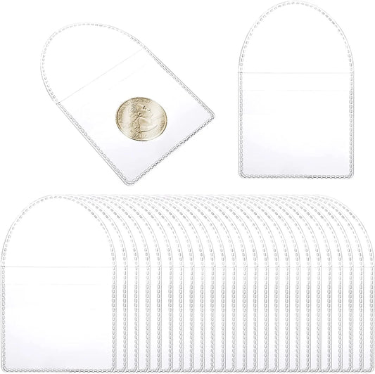 Single Pocket Coin Sleeves Holders, 50PCS 2 Inch Individual Pocket Coin,Plastic Coin Protectors Clear Coin Pouch Coin Collecting Supplies for Coins Jewelry and Small Items