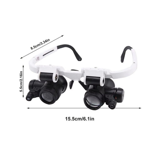 Head-Mounted Illuminating LED Jeweler Magnifying Glasses 8X,15x,23X Magnifier Loupe