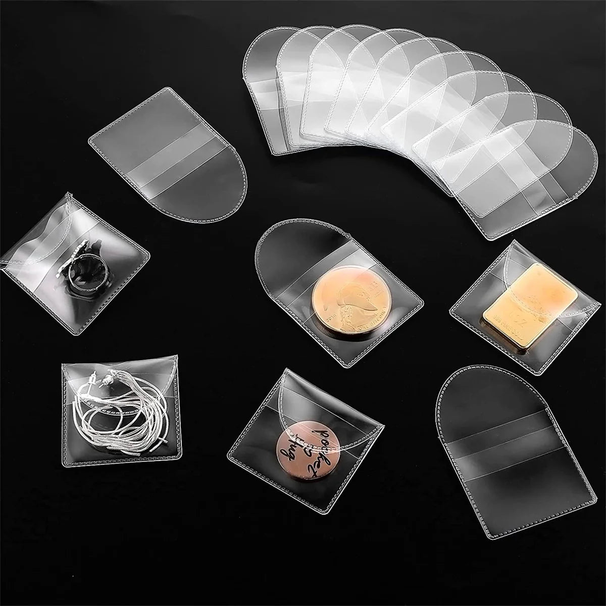 Single Pocket Coin Sleeves Holders, 50PCS 2 Inch Individual Pocket Coin,Plastic Coin Protectors Clear Coin Pouch Coin Collecting Supplies for Coins Jewelry and Small Items