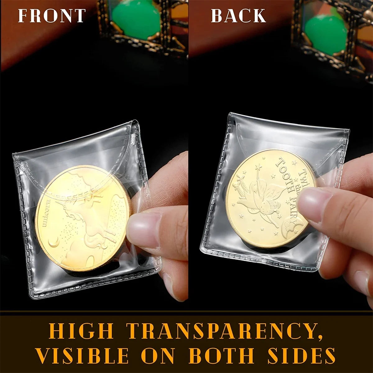 Single Pocket Coin Sleeves Holders, 50PCS 2 Inch Individual Pocket Coin,Plastic Coin Protectors Clear Coin Pouch Coin Collecting Supplies for Coins Jewelry and Small Items