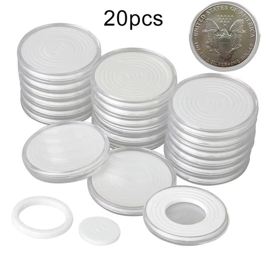 20Pcs 46Mm Plastic Clear round Coin Holder Capsule Protector Box for Coin Collection Case Storage Box Jewelry Organizer